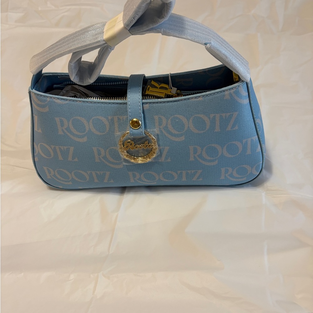Light Blue Logo Shoulder Bag with Gold Charm